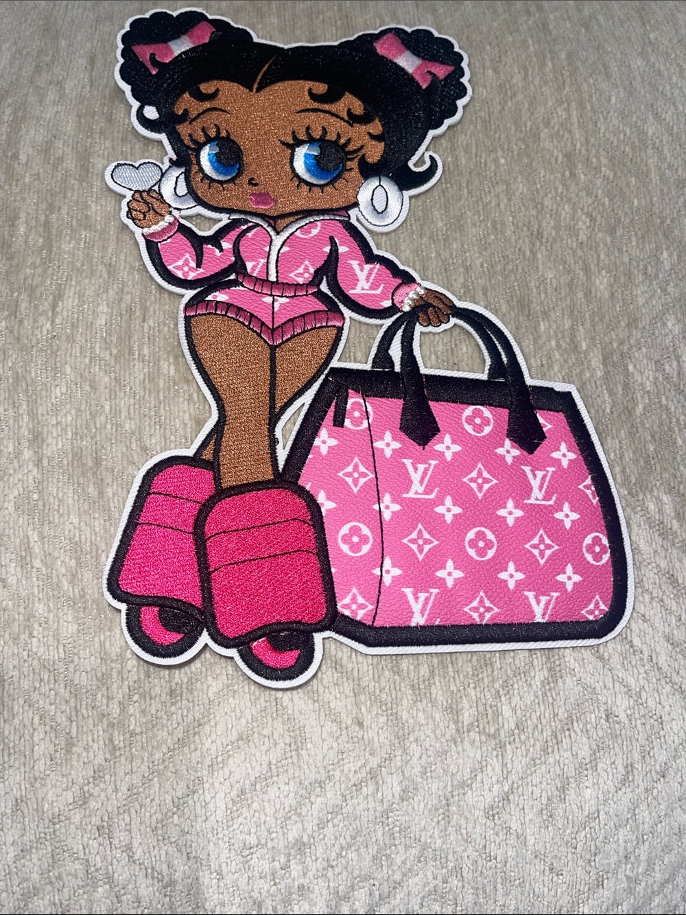 Large Custom Iron on Patch Pink Monogram Tote  Designer-Inspired